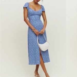 Reformation Blue Floral Midi Dress